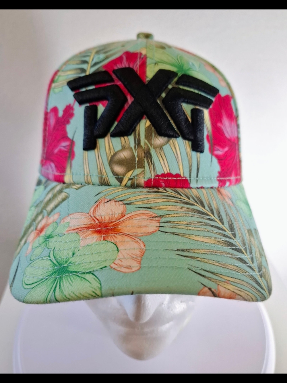 PXG Women's Floral Baseball Cap - Mint with Pink Accents